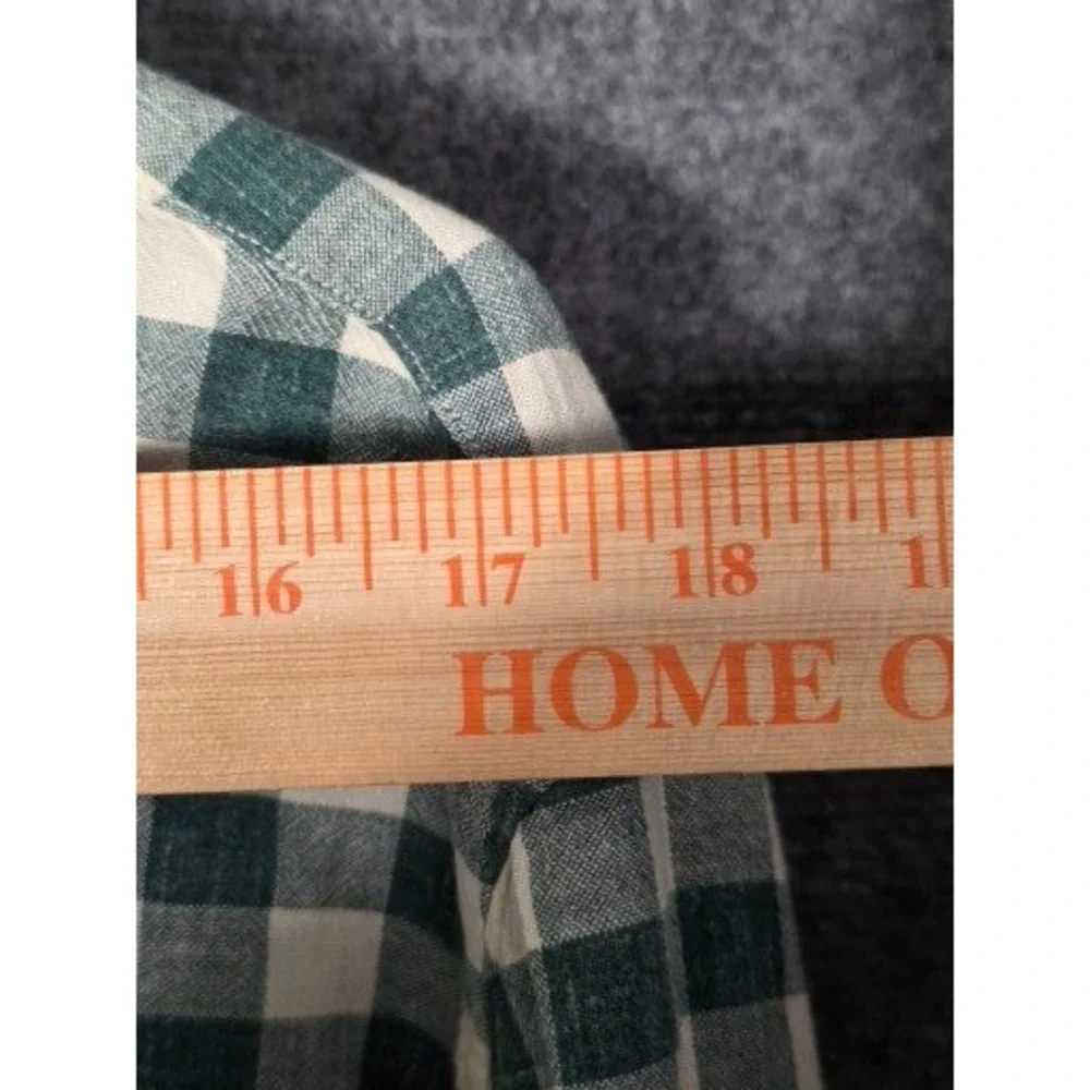 J. Crew Homespun‎ Gingham Button Down Shirt Mens XL Slim Fit Green White Plaid